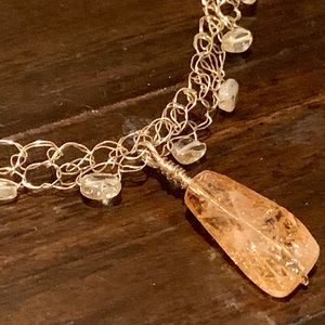 Handmade necklace with citrine pendant